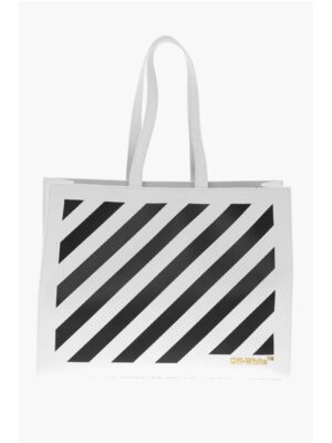 Off-White Leather DIAG HYBRID Tote Bag with Removable Shoulder Strap