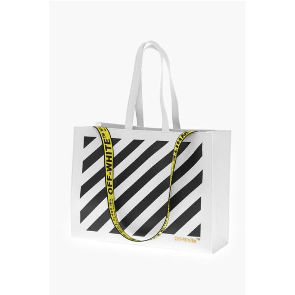 Off-White Leather DIAG HYBRID Tote Bag with Removable Shoulder Strap - Image 3