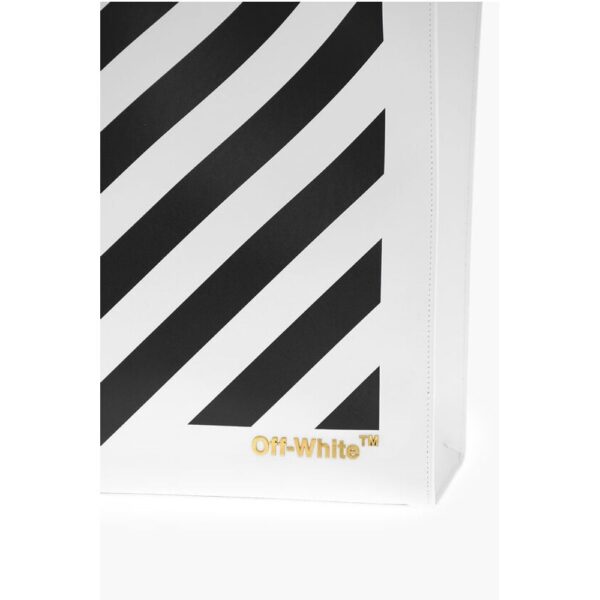 Off-White Leather DIAG HYBRID Tote Bag with Removable Shoulder Strap - Image 4