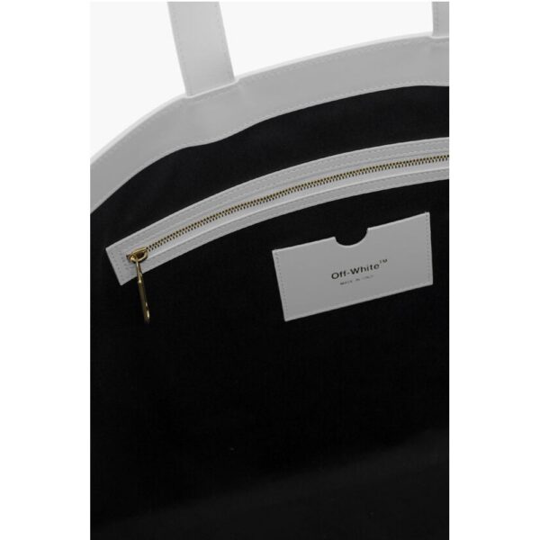 Off-White Leather DIAG HYBRID Tote Bag with Removable Shoulder Strap - Image 5