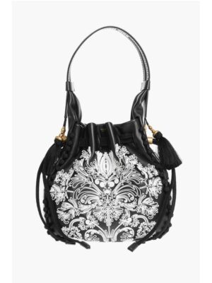 Dior Embroidered Leather Bucket Bag with Tassels