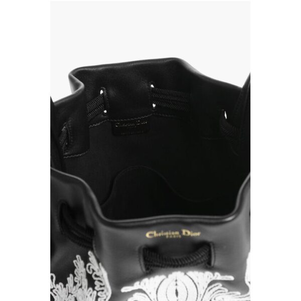 Dior Embroidered Leather Bucket Bag with Tassels - Image 4