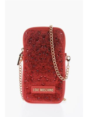 Moschino LOVE Rhinestone Pouch with Golden Chain