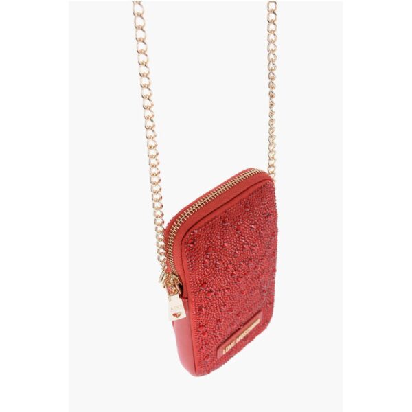 Moschino LOVE Rhinestone Pouch with Golden Chain - Image 4