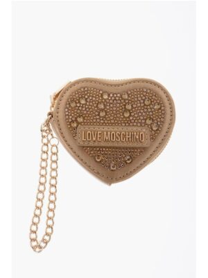 Moschino LOVE Heart-Shaped Coin Purse Embellished with Rhinestones