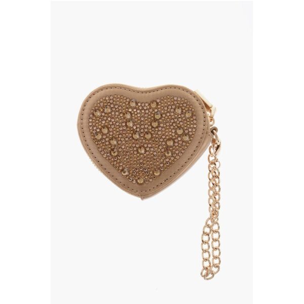 Moschino LOVE Heart-Shaped Coin Purse Embellished with Rhinestones - Image 2