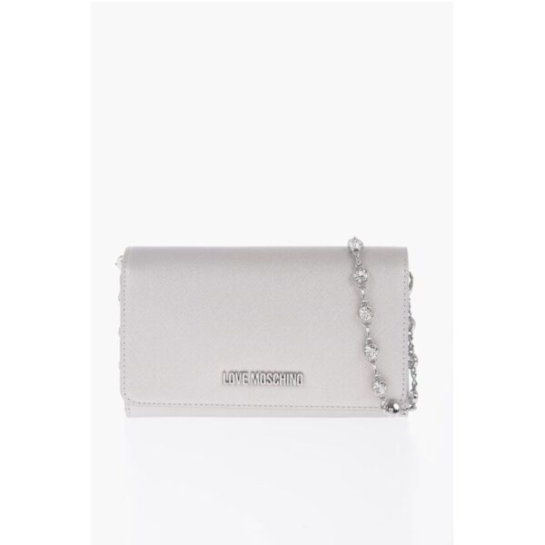Moschino LOVE Saffiano Faux Leather Wallet with Removable Chain