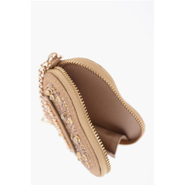 Moschino LOVE Heart-Shaped Coin Purse Embellished with Rhinestones - Image 4