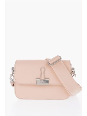 Off-White Solid Color PLAIN BINDER Leather Crossbody Bag