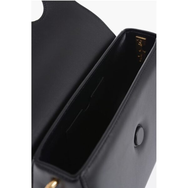 Off-White Leather Crossbody Bag with Cut-Out Details and Golden Chain - Image 5