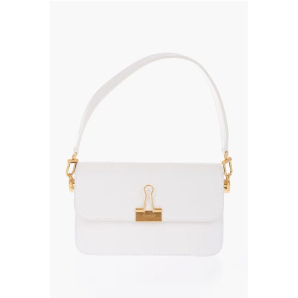 Off-White Leather PLAIN BINDER Shoulder Bag with Golden Details
