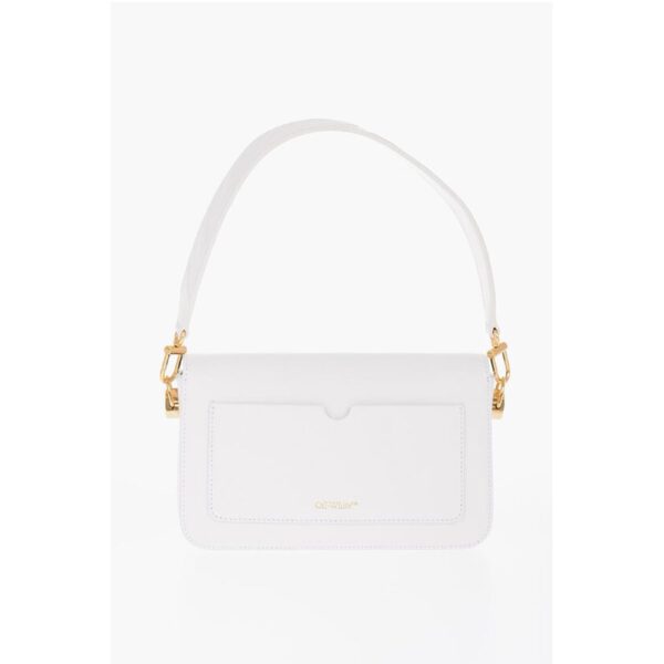 Off-White Leather PLAIN BINDER Shoulder Bag with Golden Details - Image 3