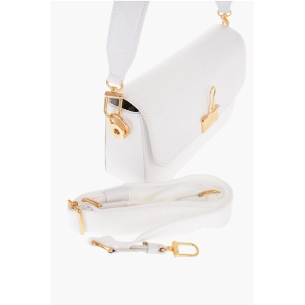 Off-White Leather PLAIN BINDER Shoulder Bag with Golden Details - Image 5