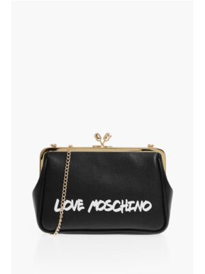 Moschino LOVE Solid Color Handbag with Printed Logo and Removable Cha