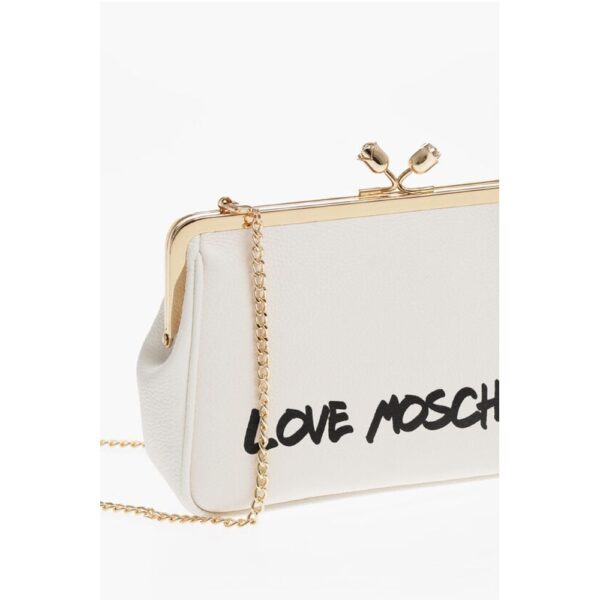 Moschino LOVE Solid Color Handbag with Printed Logo and Removable Cha - Image 3