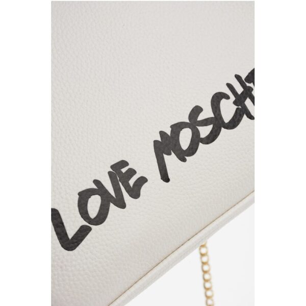Moschino LOVE Solid Color Handbag with Printed Logo and Removable Cha - Image 4