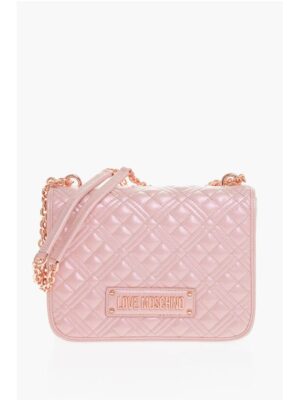 Moschino LOVE Quilted Faux Leather Metallic Effect Shoulder Bag with