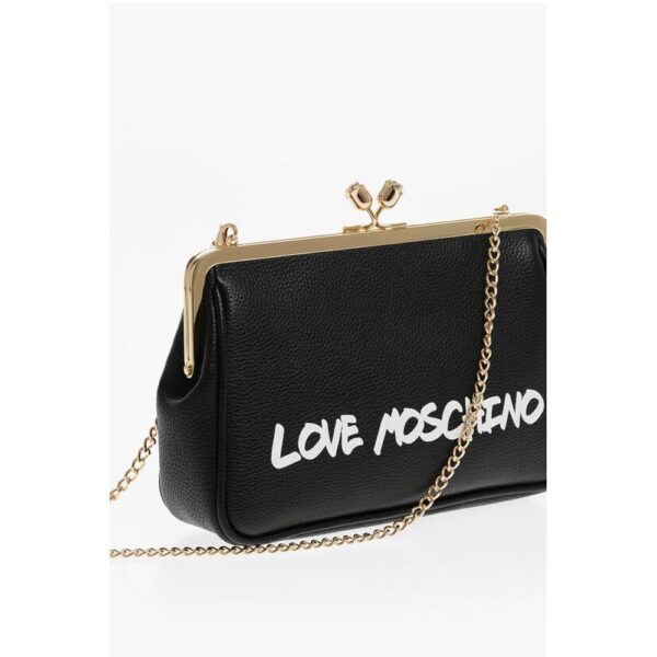 Moschino LOVE Solid Color Handbag with Printed Logo and Removable Cha - Image 3