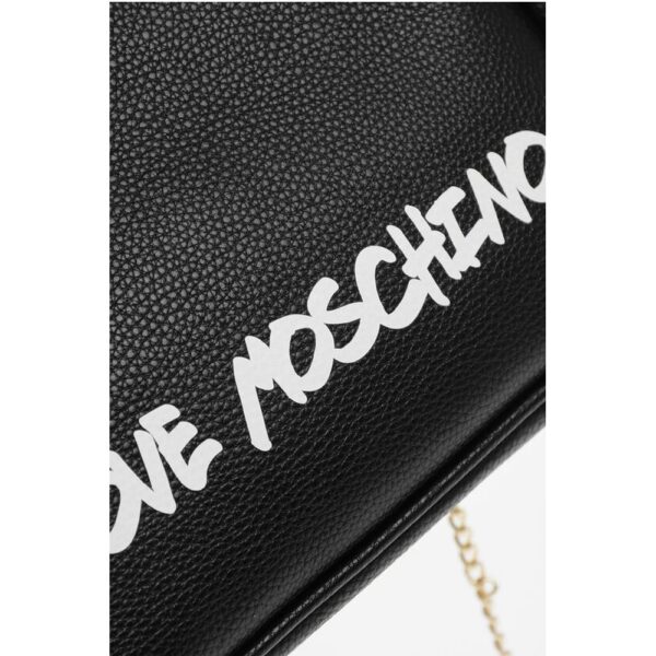 Moschino LOVE Solid Color Handbag with Printed Logo and Removable Cha - Image 4