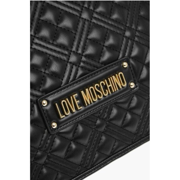 Moschino LOVE Quilted Faux Leather Shoulder Bag with Golden Details - Image 4