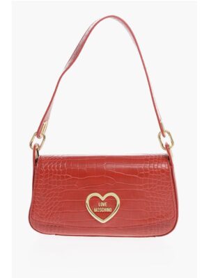Moschino LOVE Crocodile Effect Faux Leather Shoulder Bag