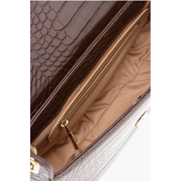 Moschino LOVE Crocodile Effect Faux Leather Shoulder Bag with Golden - Image 5