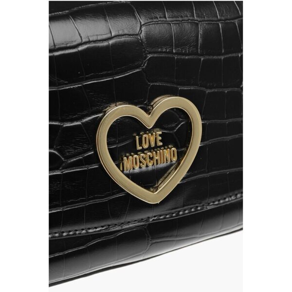 Moschino LOVE Crocodile Effect Faux Leather Shoulder Bag - Image 4
