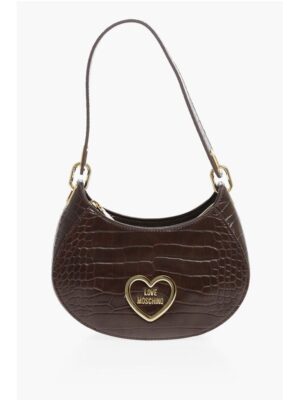 Moschino LOVE Crocodile Effect Faux Leather Hobo Bag