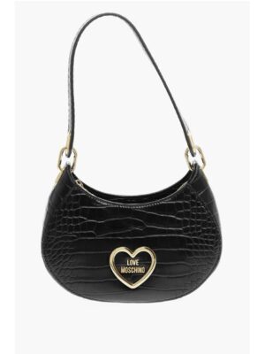 Moschino LOVE Crocodile Effect Faux Leather Hobo Bag