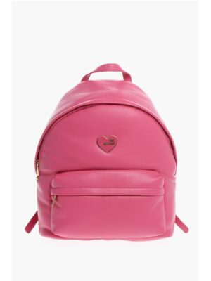 Moschino LOVE Faux Leather Backpack with Metal Heart