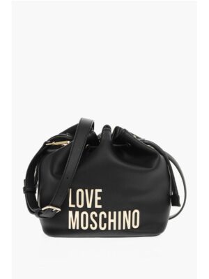 Moschino LOVE Faux Leather Bucket Bag with Golden Maxi Logo