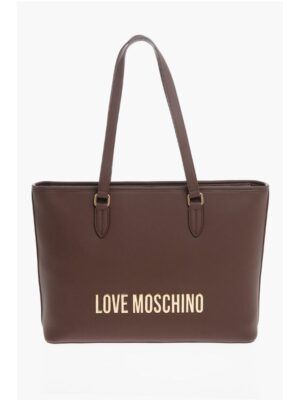 Moschino LOVE Faux Leather Tote Bag with Golden Embossed Maxi Logo