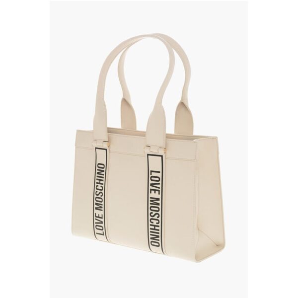 Moschino LOVE MOSCHINO Faux Leather Tote Bag with Logoed Bands - Image 3