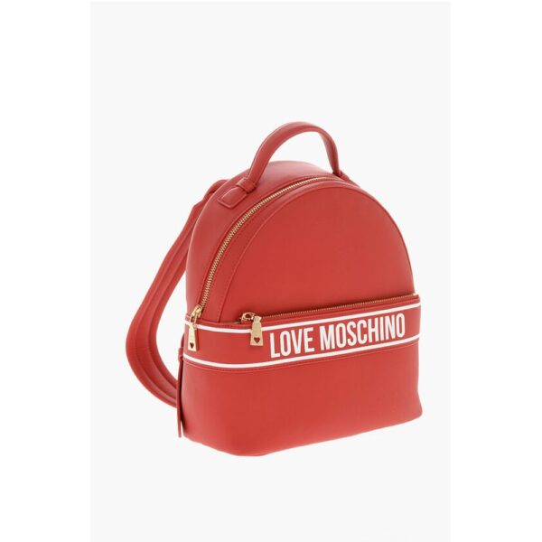 Moschino LOVE Faux Leather Backpack with Printed Contrasting Logo - Image 3
