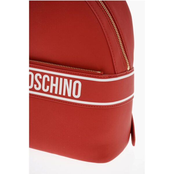 Moschino LOVE Faux Leather Backpack with Printed Contrasting Logo - Image 4