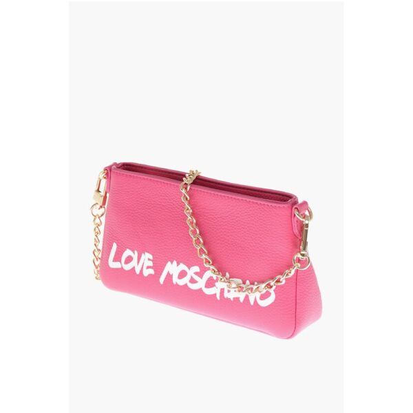 Moschino LOVE Textured Leather Shoulder Bag with Graffiti Logo-Print - Image 3