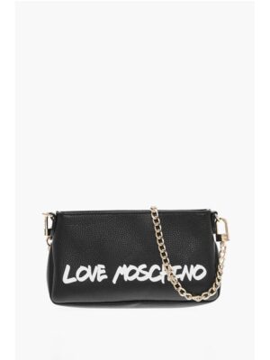 Moschino LOVE Textured Leather Shoulder Bag with Graffiti-Print
