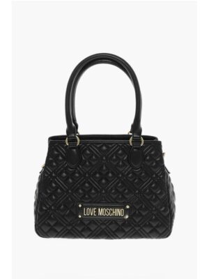 Moschino LOVE Quilted Faux Leather Hand Bag with Embossed Logos