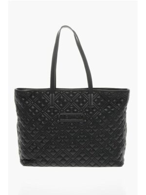 Moschino LOVE Quilted Faux Leather Tote Bag with Metal Logo