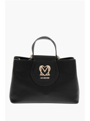 Moschino LOVE Faux Leather Tote Bag with Golden Logo