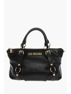 Moschino LOVE Faux Leather Bag with Removable Shoulder Strap and Gold
