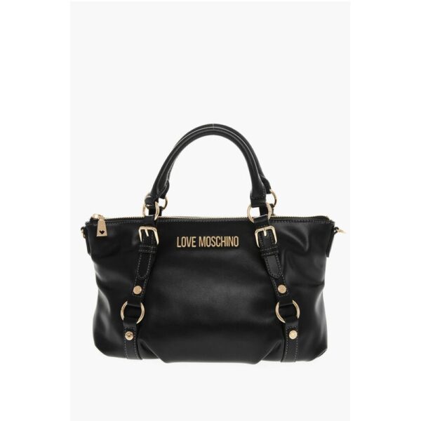 Moschino LOVE Faux Leather Bag with Removable Shoulder Strap and Gold