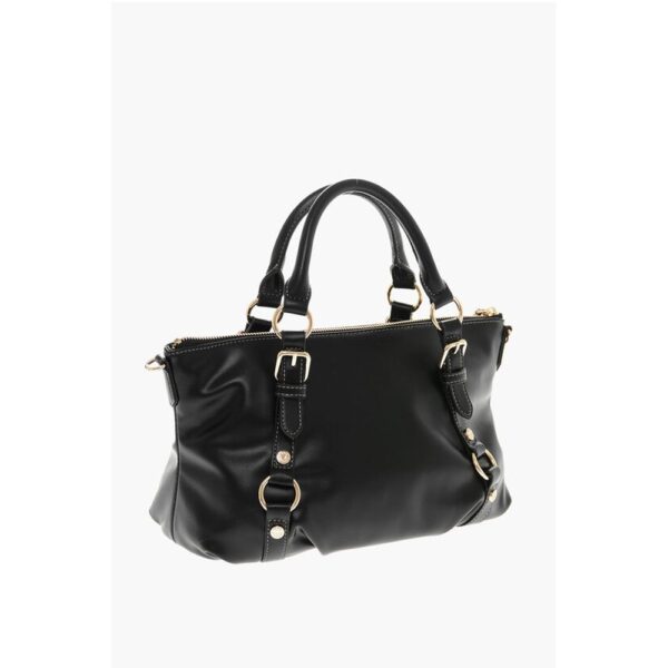 Moschino LOVE Faux Leather Bag with Removable Shoulder Strap and Gold - Image 2