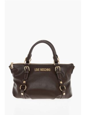 Moschino LOVE Faux Leather Hande Bag With Golden Logo