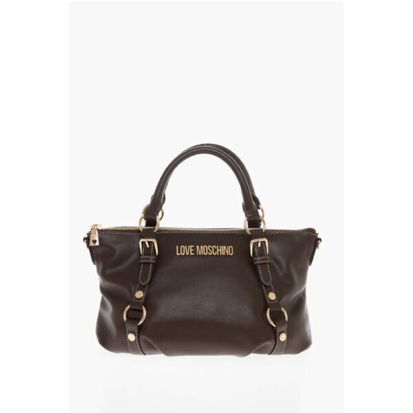 Moschino LOVE Faux Leather Hande Bag With Golden Logo