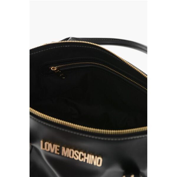 Moschino LOVE Faux Leather Bag with Removable Shoulder Strap and Gold - Image 5