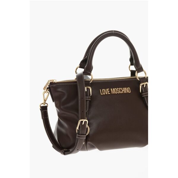 Moschino LOVE Faux Leather Hande Bag With Golden Logo - Image 3
