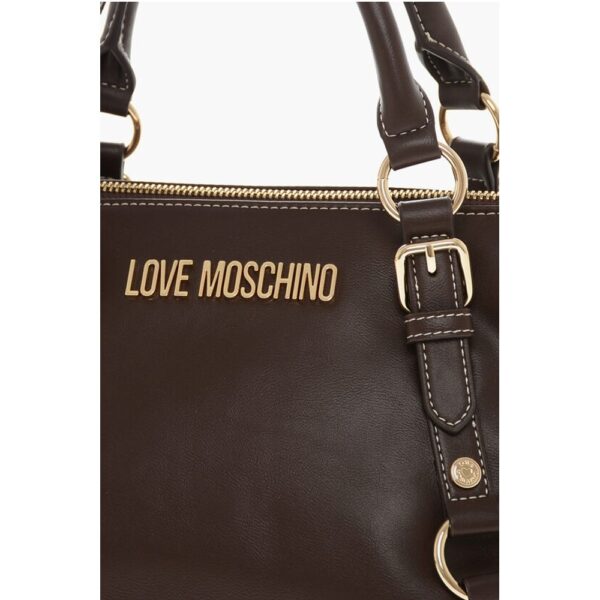 Moschino LOVE Faux Leather Hande Bag With Golden Logo - Image 4