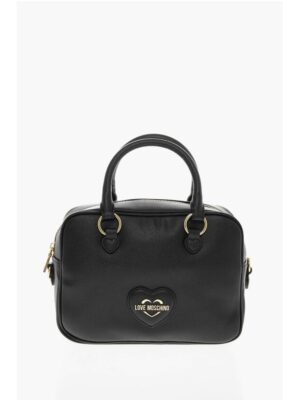 Moschino LOVE Saffiano Faux Leather Bag with Gold-colored Metal Logo