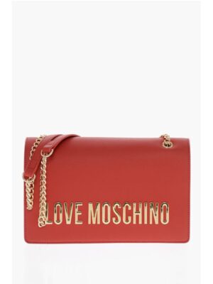 Moschino LOVE Faux Leather Shoulder Bag with Maxi Golden Logo